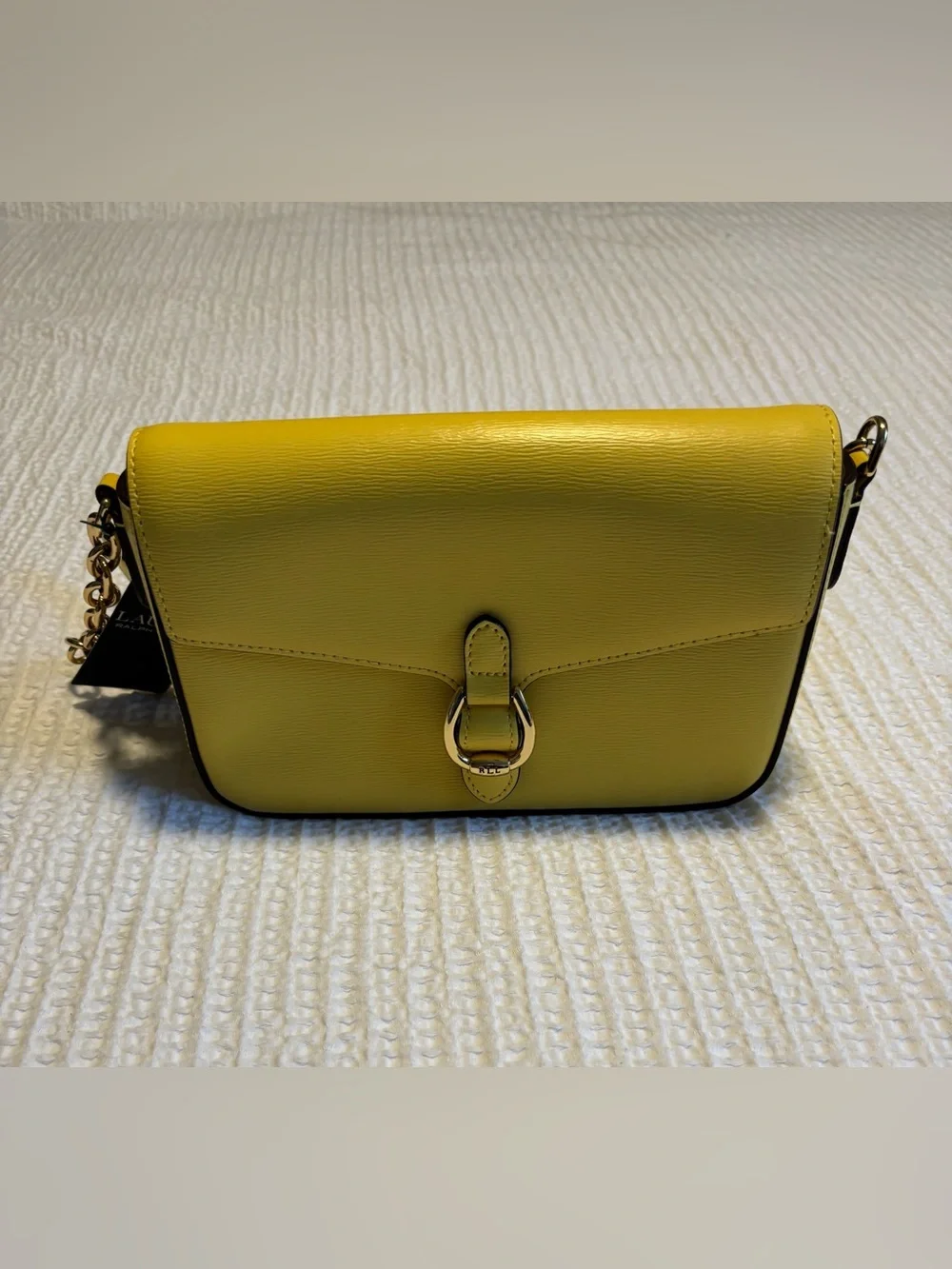 Lauren Ralph Lauren Yellow Leather Crossbody Bag New with Tags